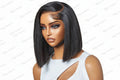 Brazilian Glueless Lace Frontal Wig: HD Transparent Short Bob with Pre-Plucked Closure (13x4)