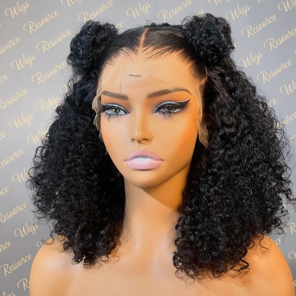 Peruvian Bob lace wigs curly short glueless 100% virgin raw