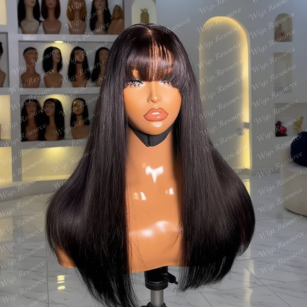 Luxurious Glueless Raw Vietnamese Human Hair - Double Drawn Bone Straight front bang