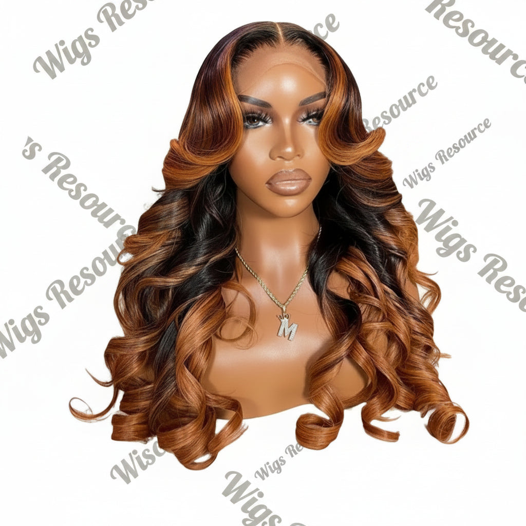 Golden Luxe” Glueless HD 13×4 Lace Frontal Human Hair Wig – 250% Density