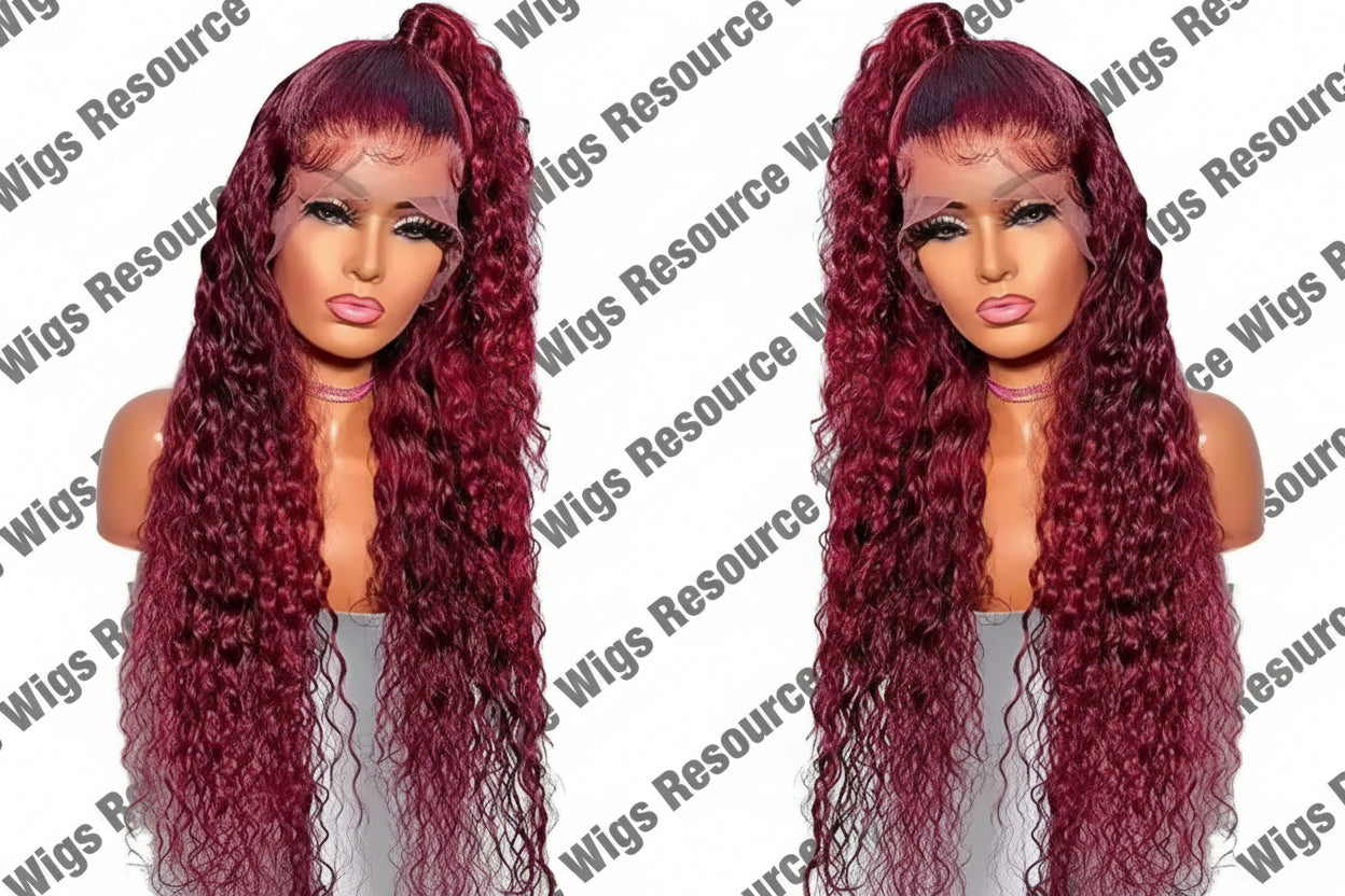 Natural Burgundy Frontal Lace Wig - 100% Virgin Human Hair (13"x 4")